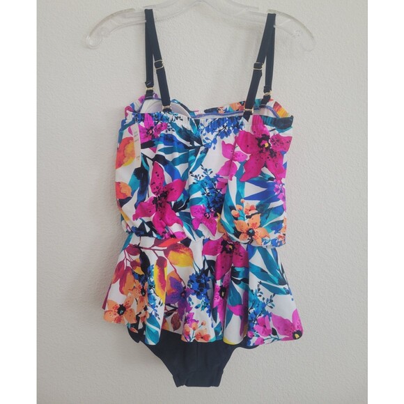 NWT Maxine Of Hollywood Women One Piece Swimsuit Floral Strapless Or Straps Sz 6 - Picture 3 of 8